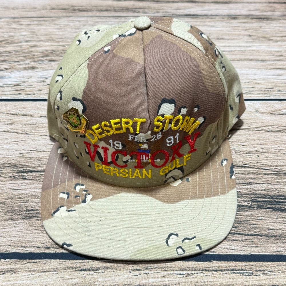 New England Cap Co. Desert Storm Hat Snapback Camo Victory Persian Gulf 1991